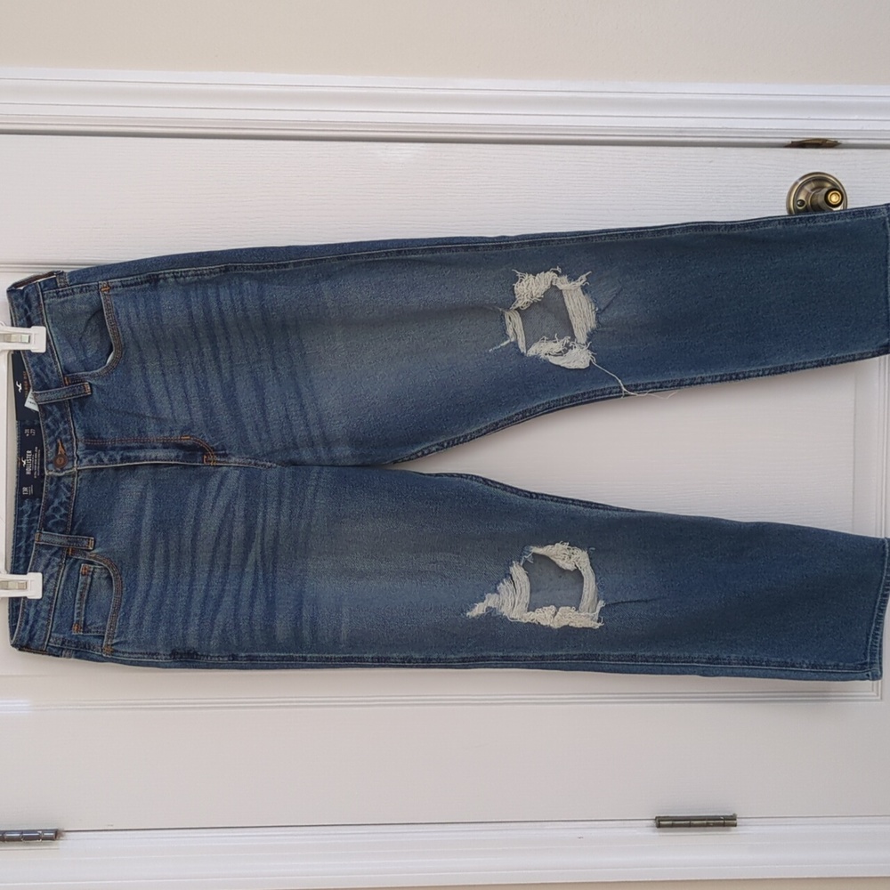 Hollister Women's High Rise Distressed Mom Denim Jeans - Picture 3 of 11